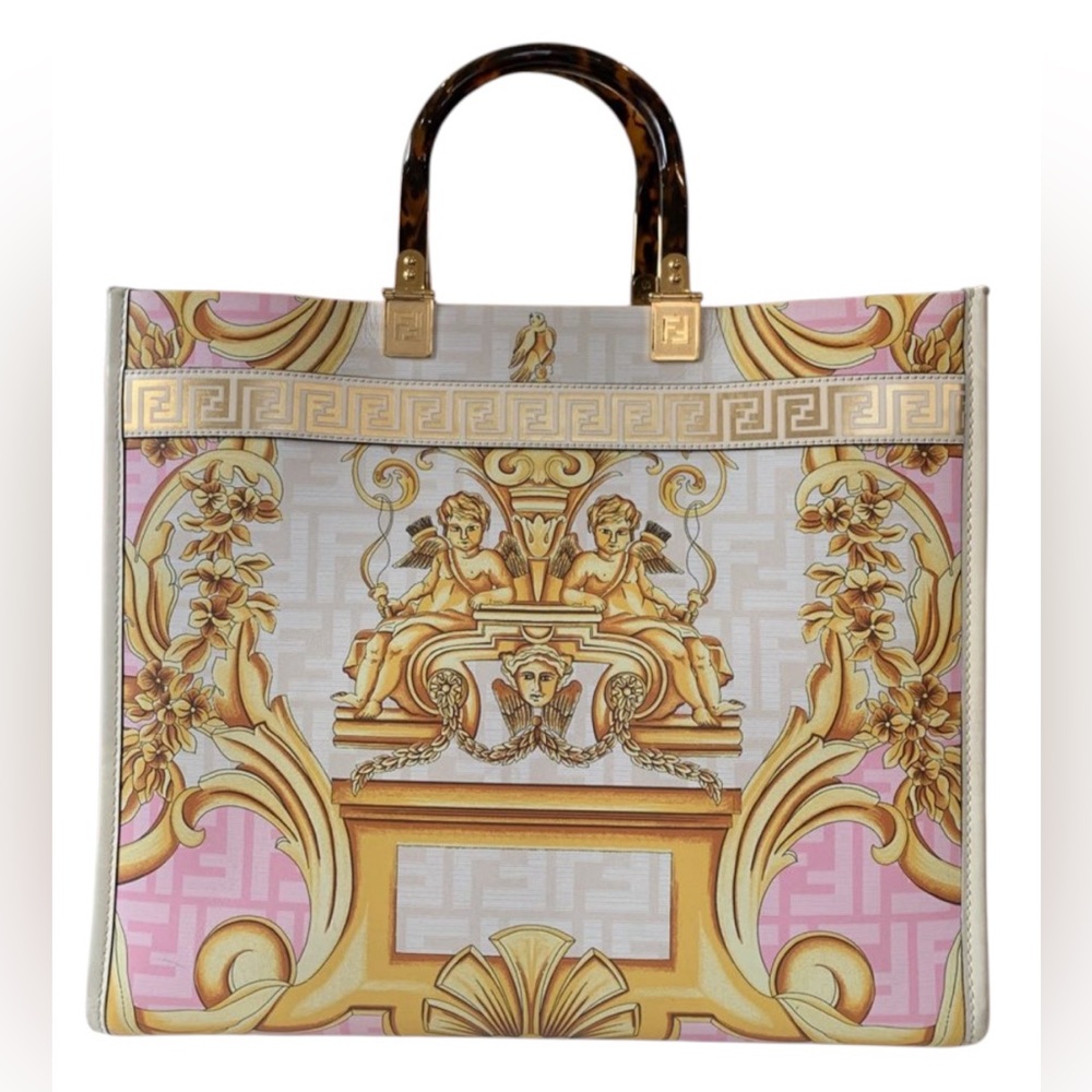 FENDACE White Gold Pink SUNSHINE Leather Tote - Picture 3 of 8